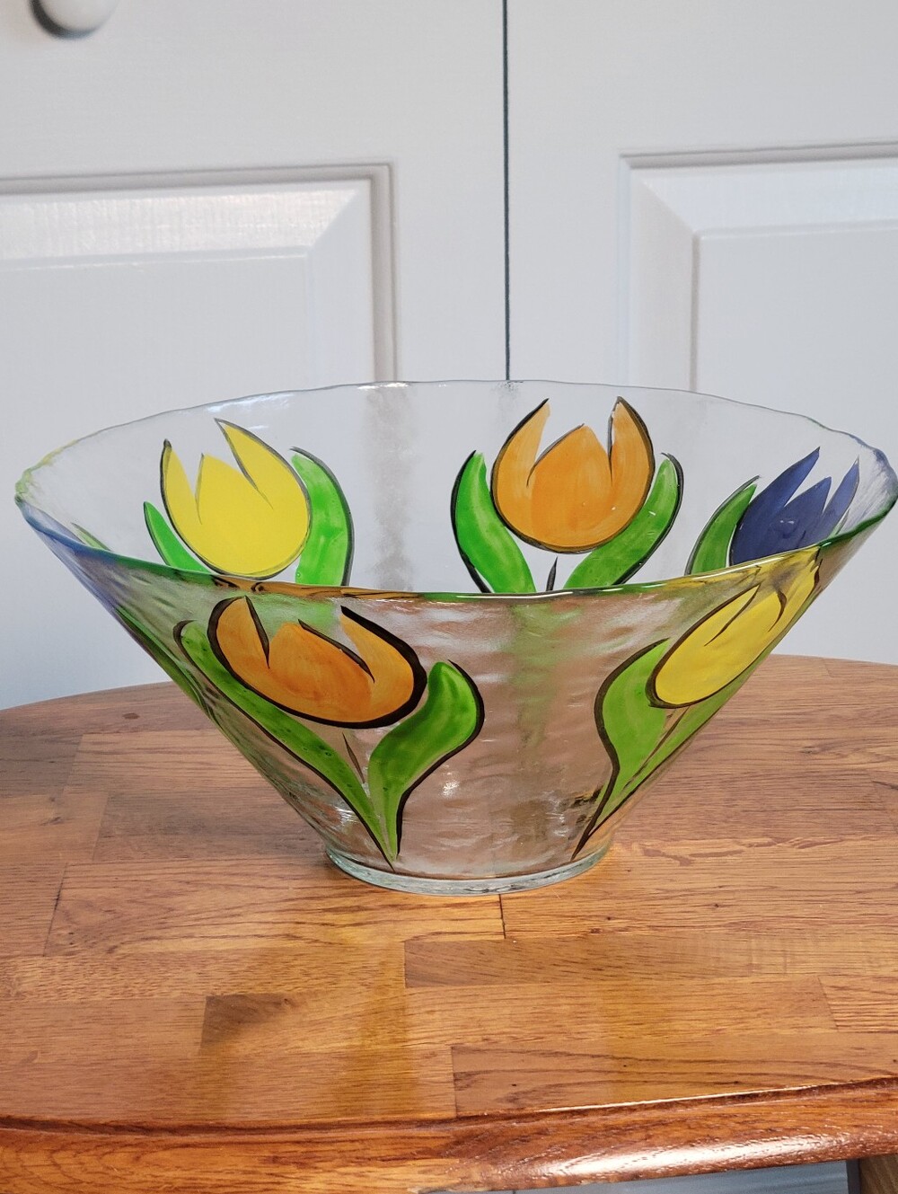 Handpainted Tulip Glass Bowl